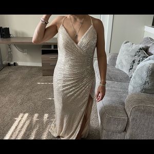 Cinderella divine silver slit dress